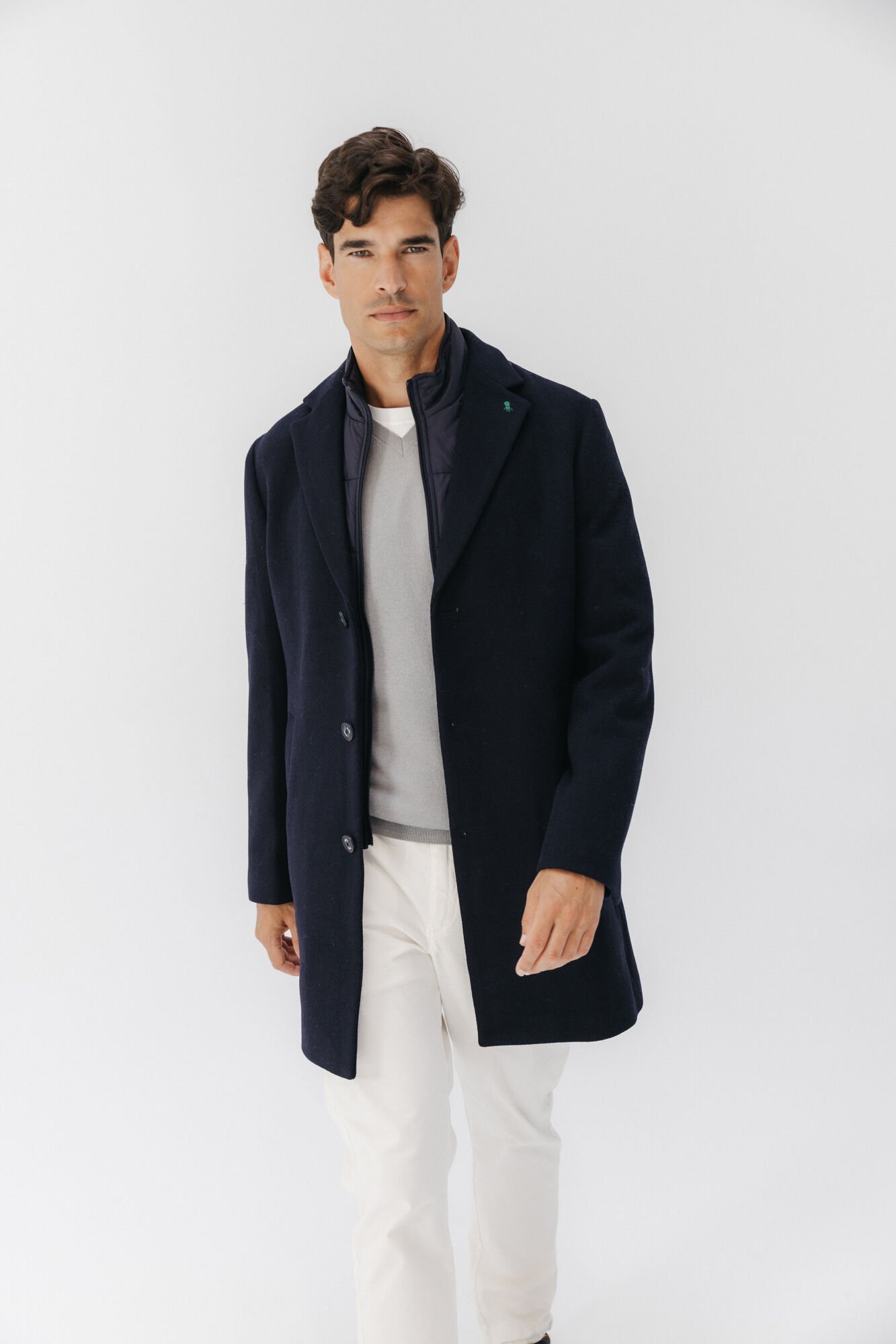 elPulpo Sobretudo com peito de tecido destac&aacute;vel