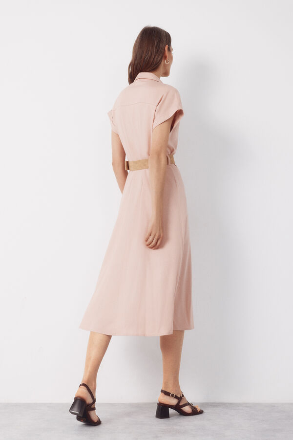 Cortefiel Vestido lino Rosa