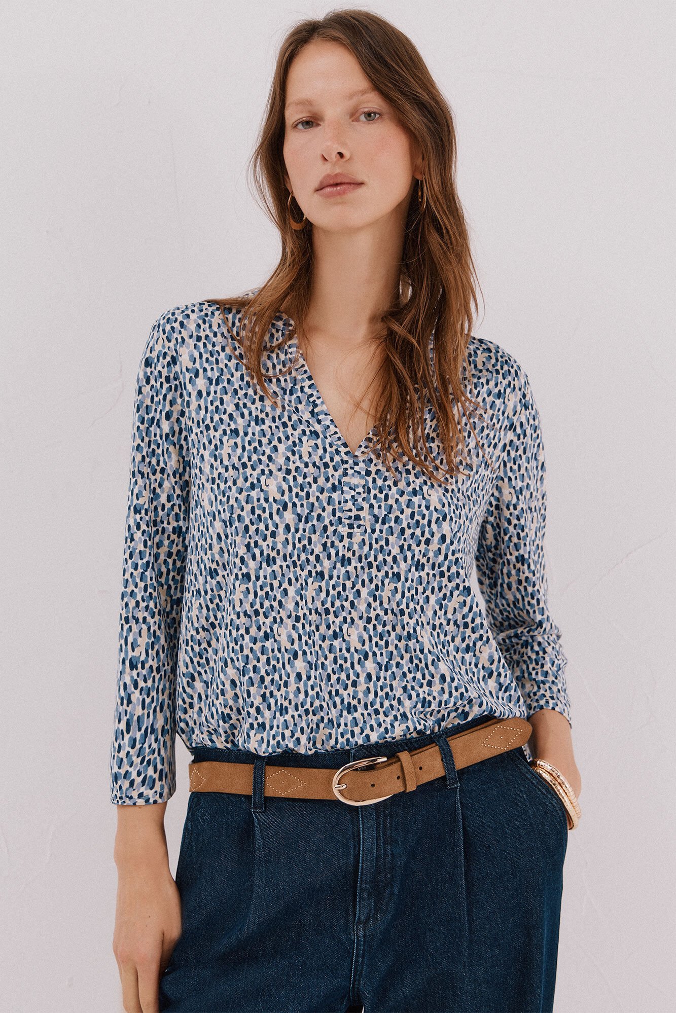 Cortefiel Basic top with mandarin collar