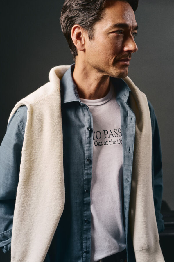 OOTO Overdyed checkered shirt Navy