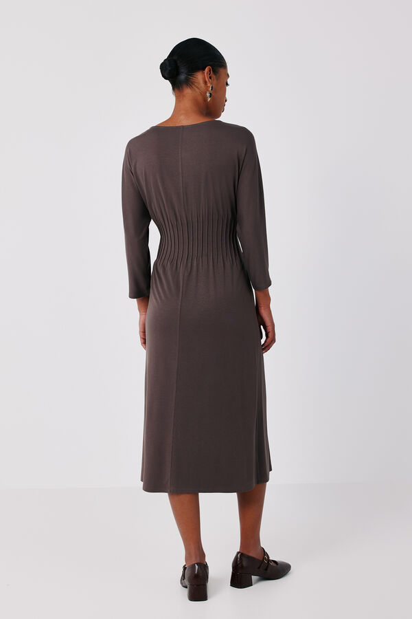 Cortefiel Pleated dress Beige