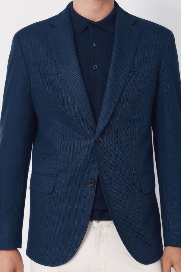 Cortefiel Jersey-knit blazer Blue