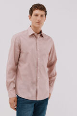 Cortefiel striped tencel cotton shirt Pink