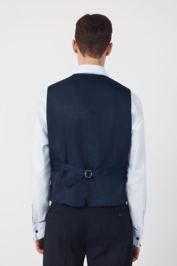 Cortefiel Dynamic blue plaid vest Navy