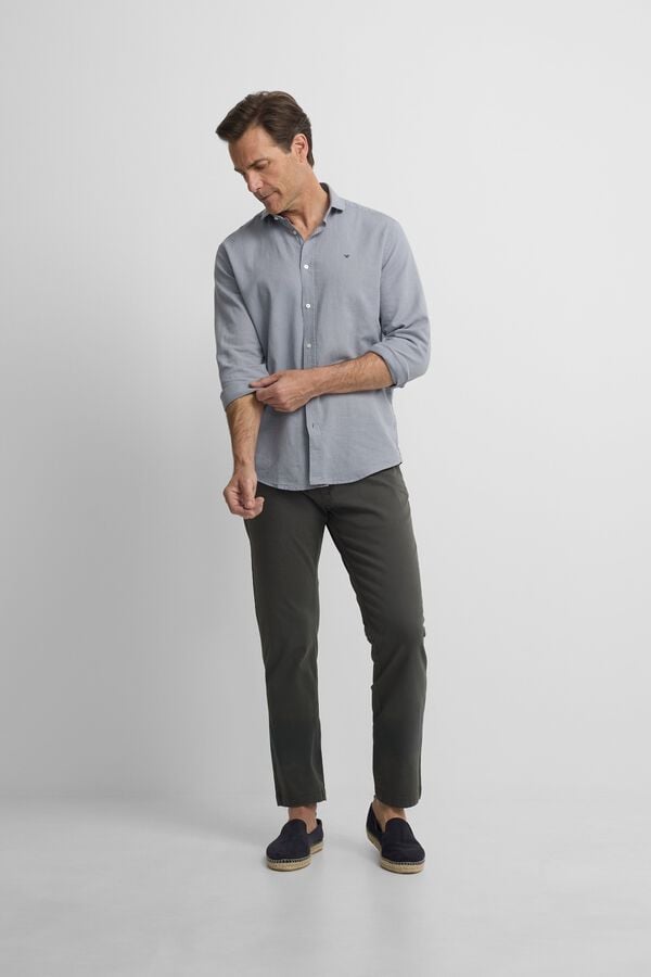 Silbon Camisa sport em linho Azul