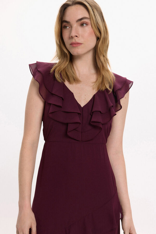Vila Vestido de festa midi de chiffon Roxo