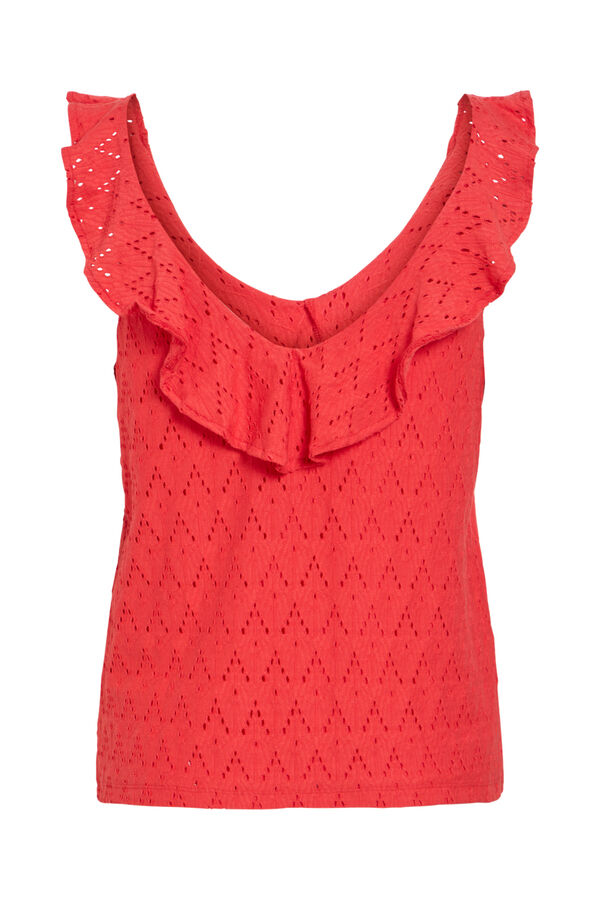 Vila Top de mulher com folhos em algod&atilde;o Vermelho