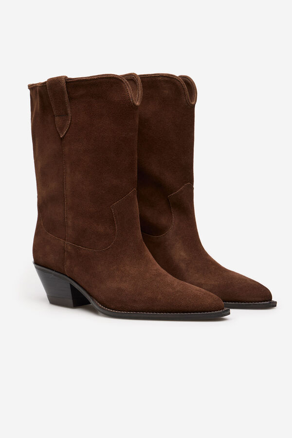 Cortefiel Bota cowboy serraje Marrón oscuro