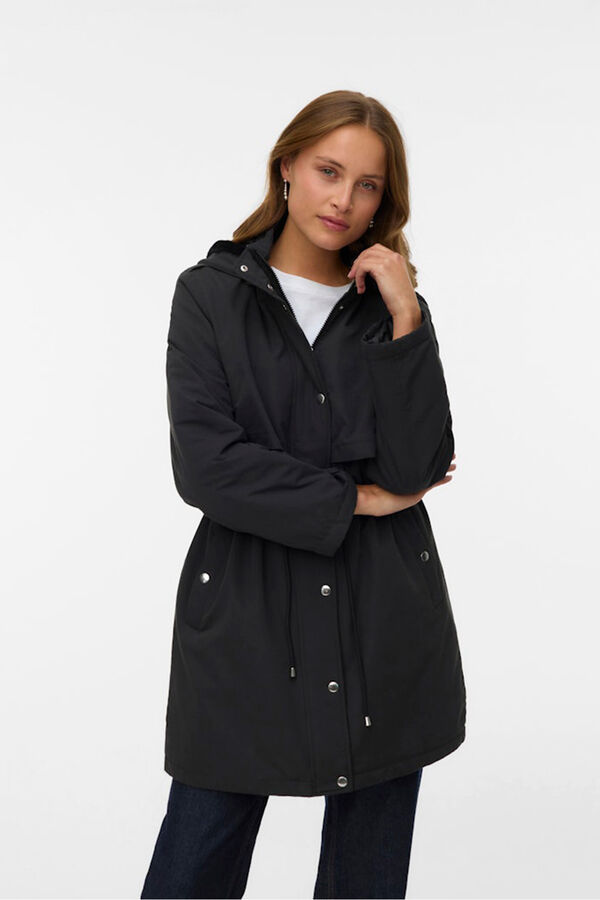 Vero Moda Parka com botões prateados  Preto
