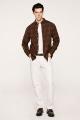 Selected Slim fit long sleeve shirt . Brown
