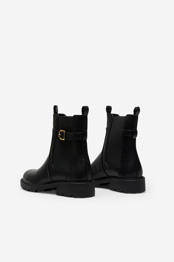 Cortefiel Track buckled ankle boot Black