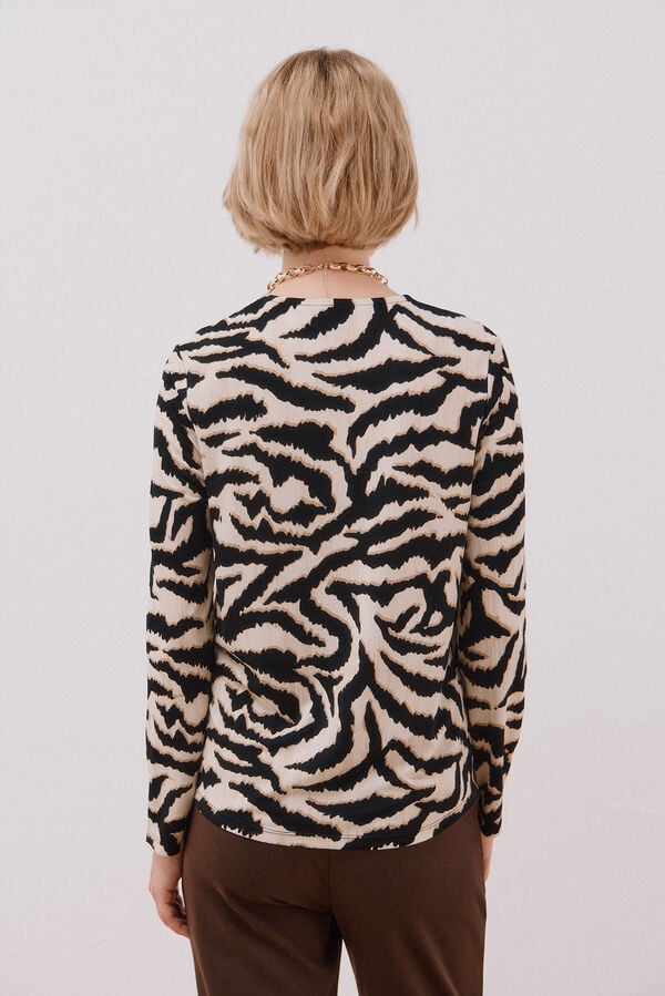 Cortefiel fluid pleated top Printed white