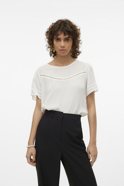 Cortefiel Short-sleeved top with openwork detail  White