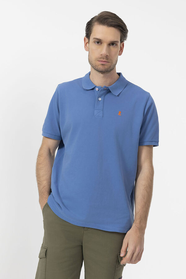 elPulpo Polo lavado bordados a contraste Azul