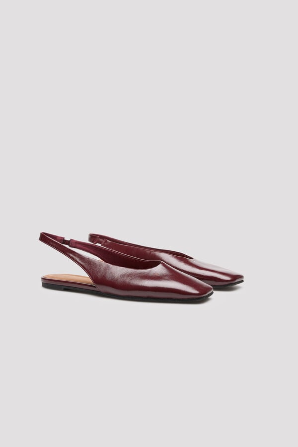 Cortefiel Square toe mule ballet flats Maroon