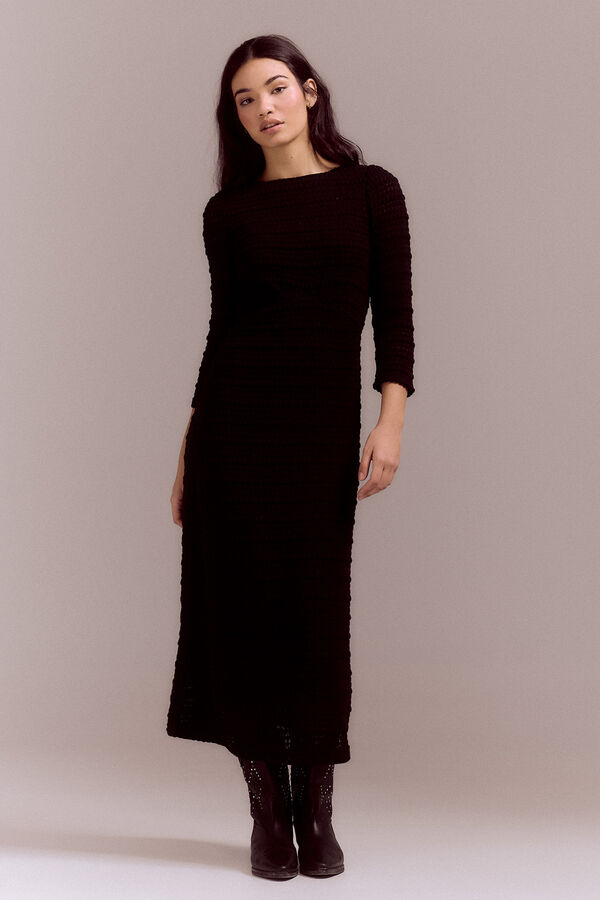 Cortefiel Structured jersey-knit dress Black