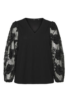 Cortefiel Faux leather puffed sleeve shirt Black