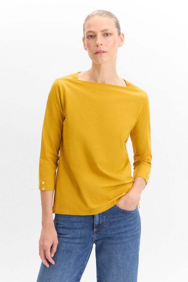 Cortefiel Essential boat neck T-shirt Yellow