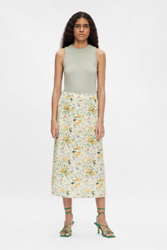Cortefiel Long floral skirt Gray