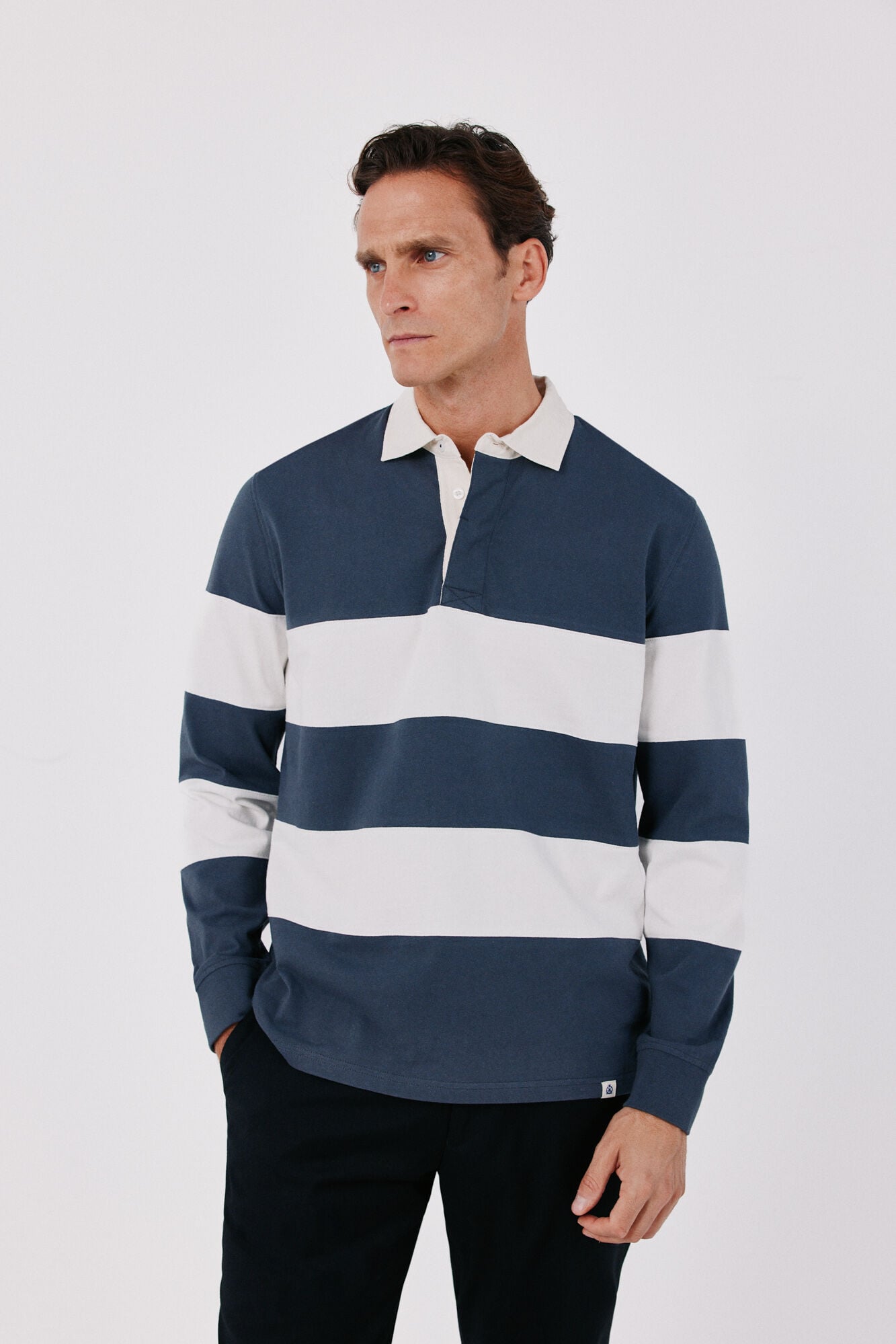 Cortefiel Striped rugby polo shirt