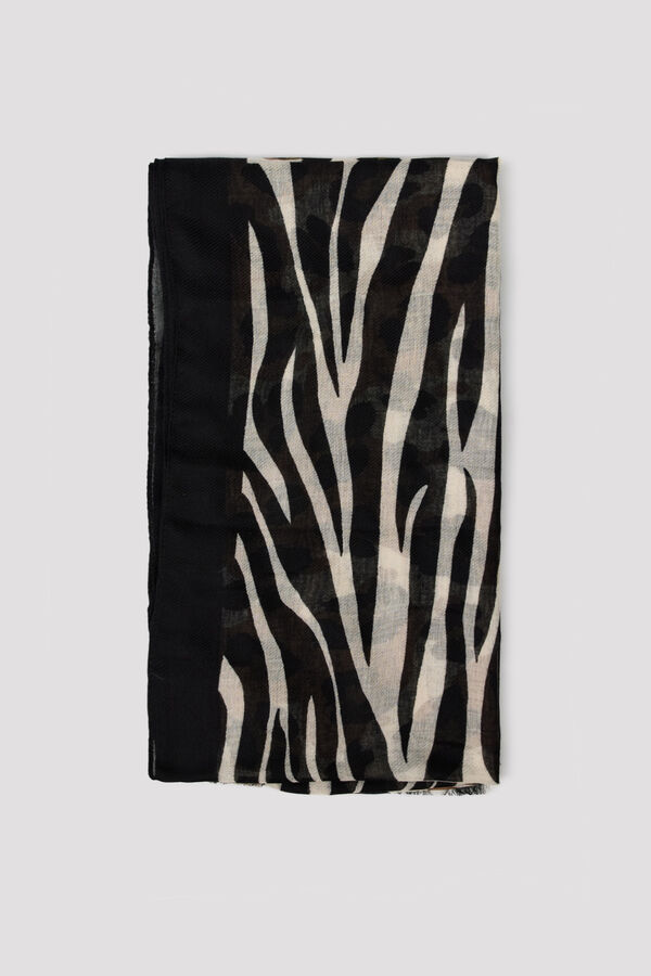 Cortefiel Animal print combination scarf Printed brown