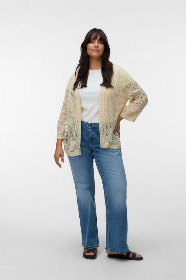 Vero Moda Curve Plus size cold knit cardigan Beige
