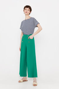 Cortefiel Cropped trousers with buttons Dark green