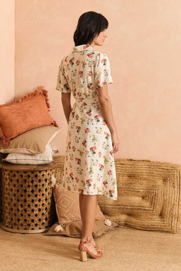 Pol&iacute;n Et Moi Vestido midi Cintia Ecru