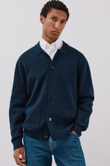 Cortefiel Cotton jersey-knit overshirt sweater Navy