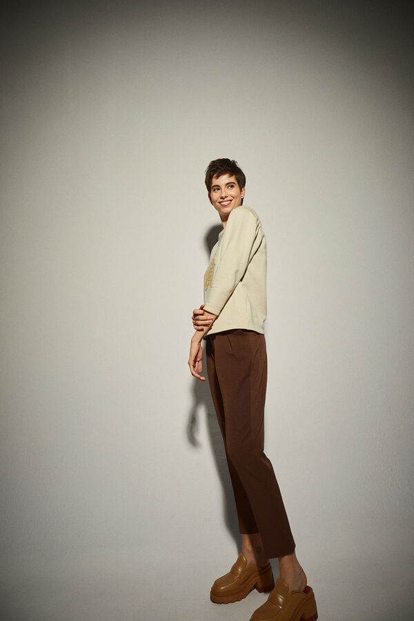 Dolores Promesas Ecru and Gold sweatshirt Beige