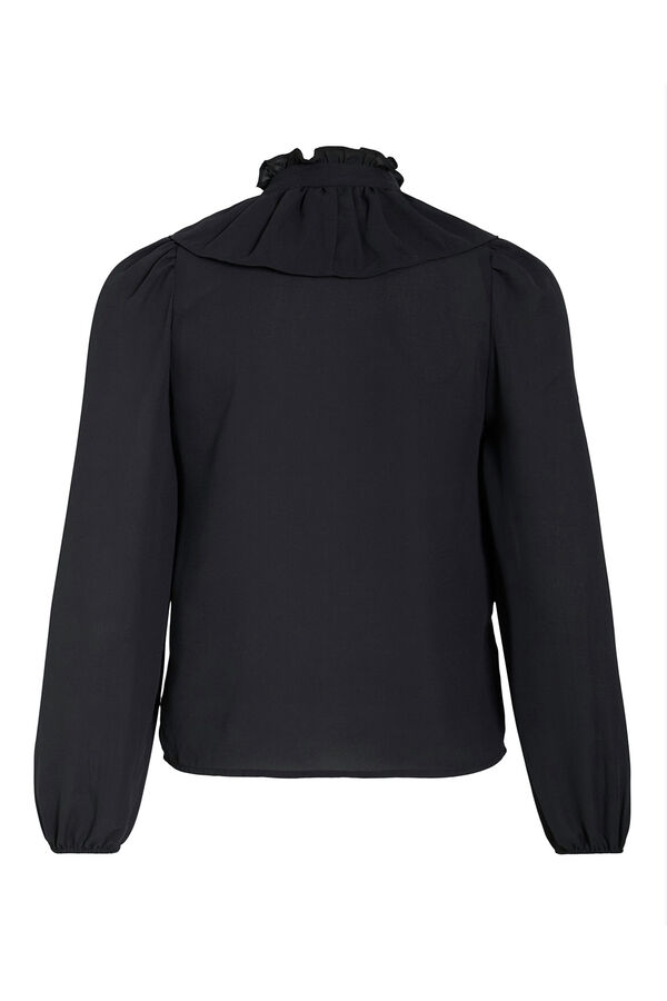 Vila Blusa de manga comprida com babados Preto