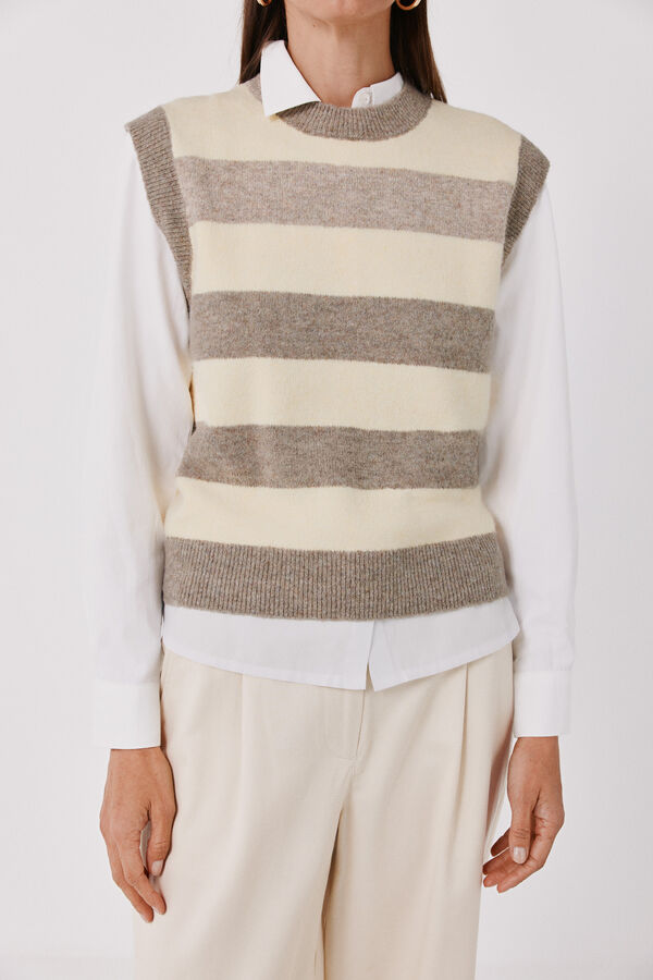Cortefiel Striped soft gilet Brown