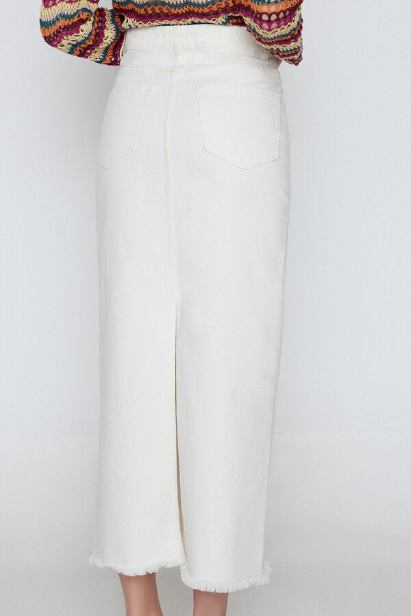 Cortefiel Denim maxi skirt White