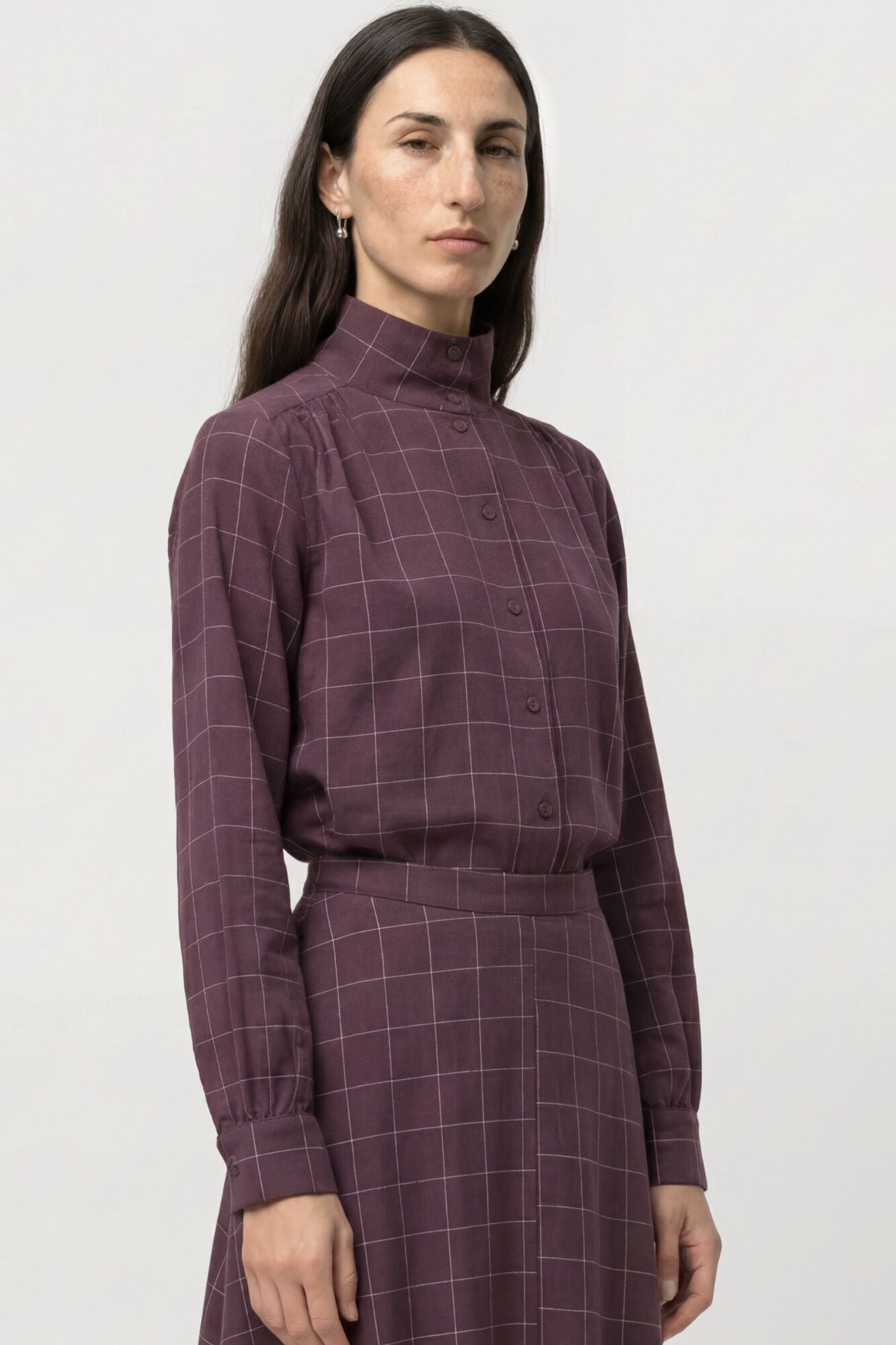 Object Blusa cuadros cuello alto