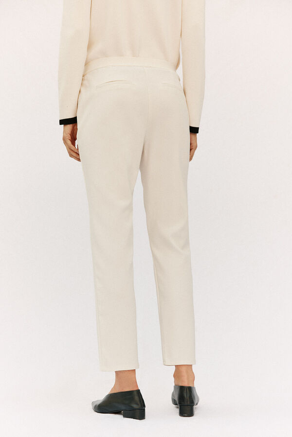 Cortefiel Straight trousers with elasticated back Ivory