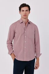 Cortefiel Cotton poplin plaid shirt Red