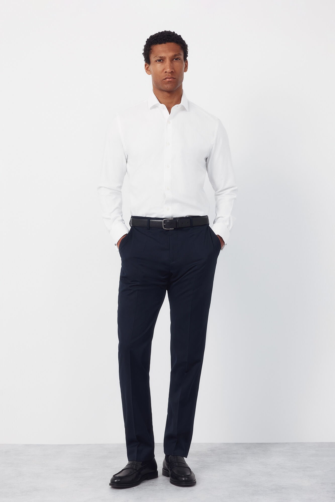 Cortefiel Slim fit easy iron cuff shirt with twin cuffs
