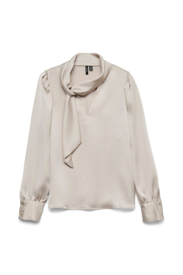 Vero Moda Camisa de cetim com laçada laço  Cinzento