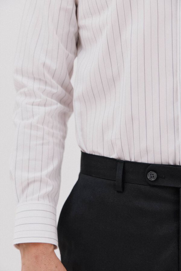 Cortefiel Tencel cotton striped dress shirt White