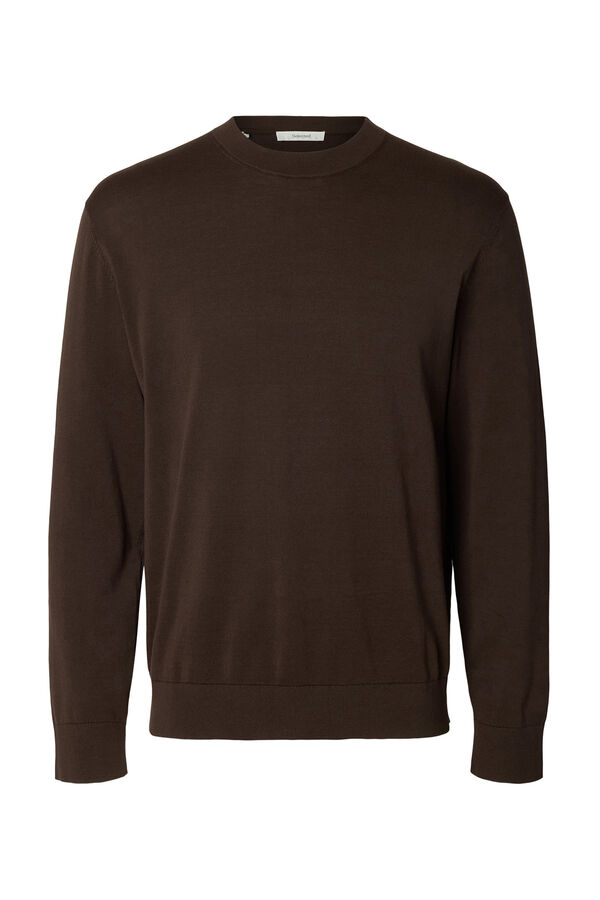Selected Camisola leve 100% algod&atilde;o org&acirc;nico Castanho