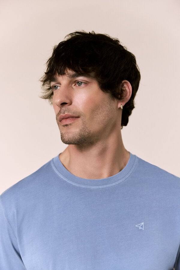 OOTO T-shirt b&aacute;sica lavada Azul