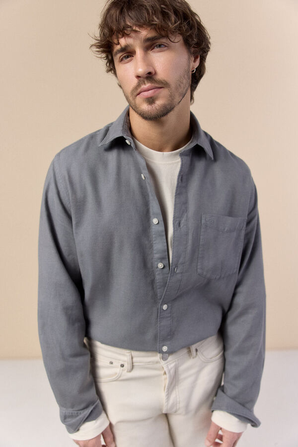 OOTO Camisa lisa fluida Cinzento