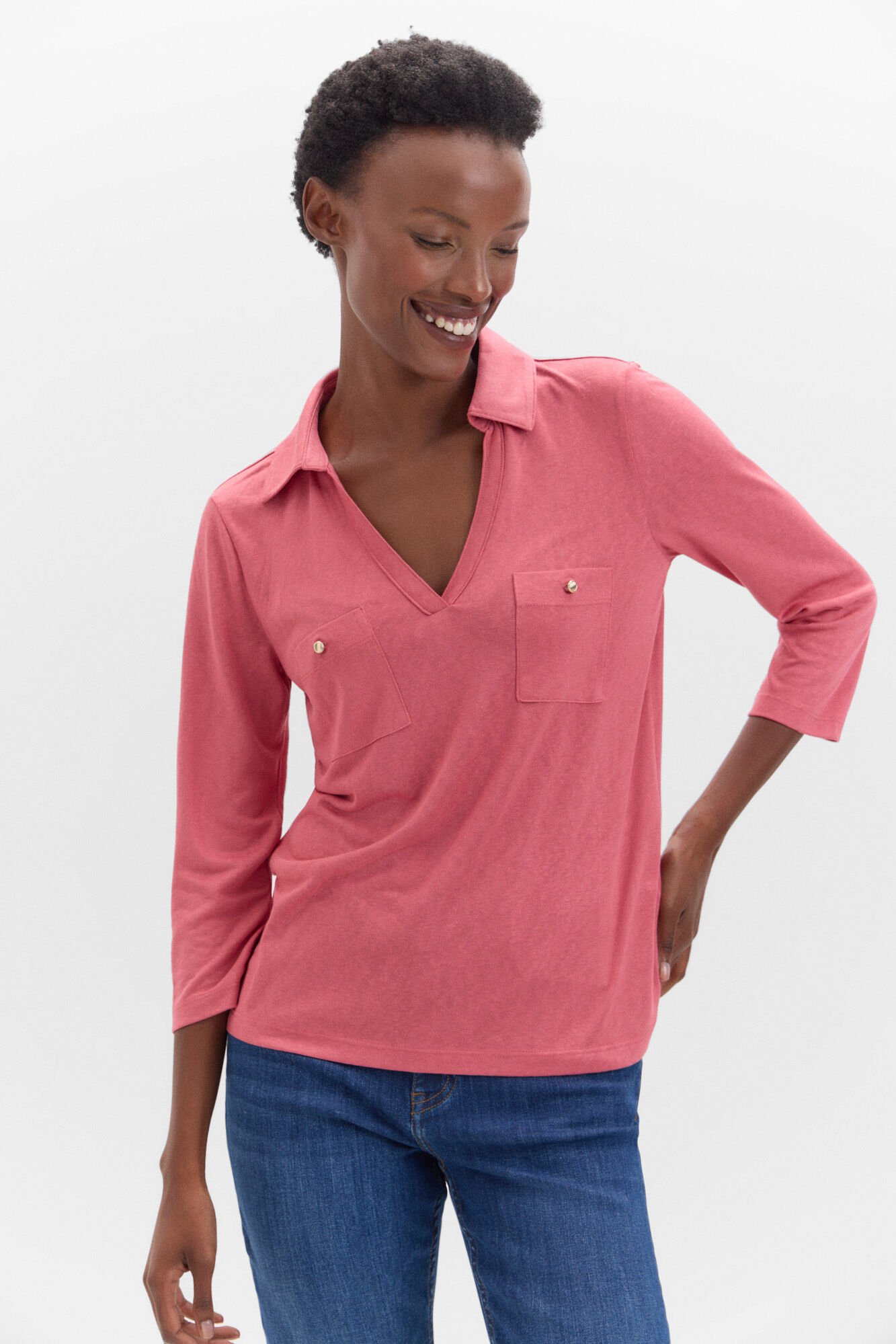 Camiseta cuello polo mujer top