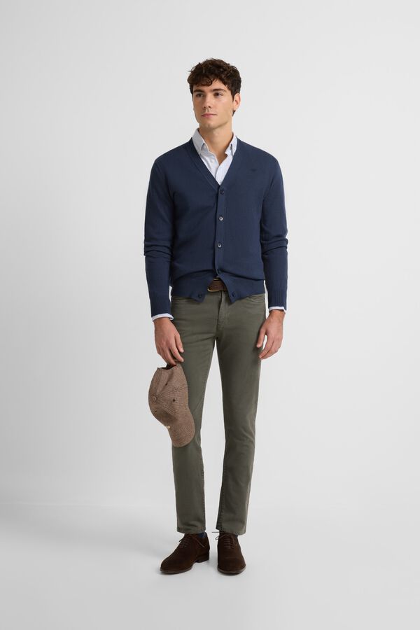 Silbon Cardig&atilde; liso cl&aacute;ssico Azul