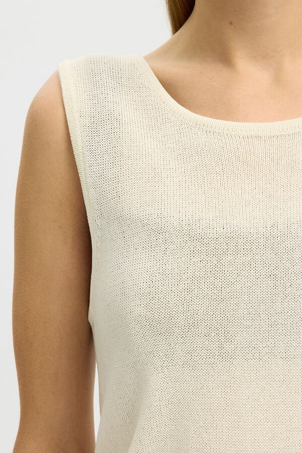 Selected Sleeveless jersey-knit top Beige