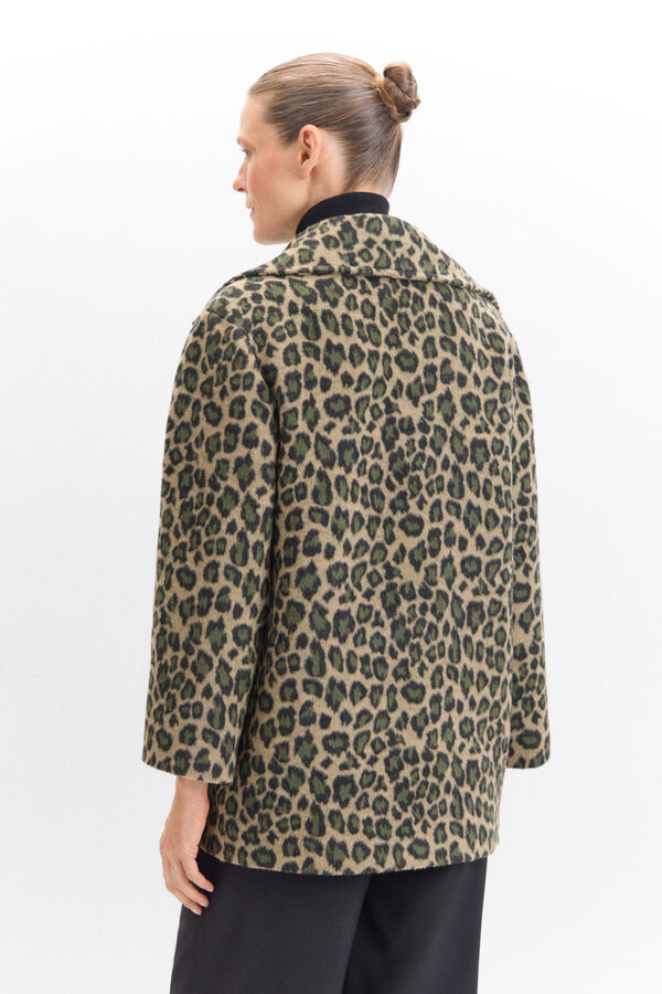 Cortefiel Short coat in patterned fabric Printed green