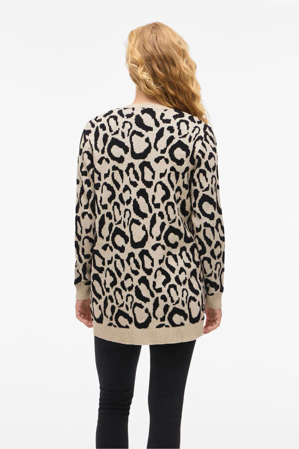 Vila Casaco de malha midi de viscose estampado Castanho