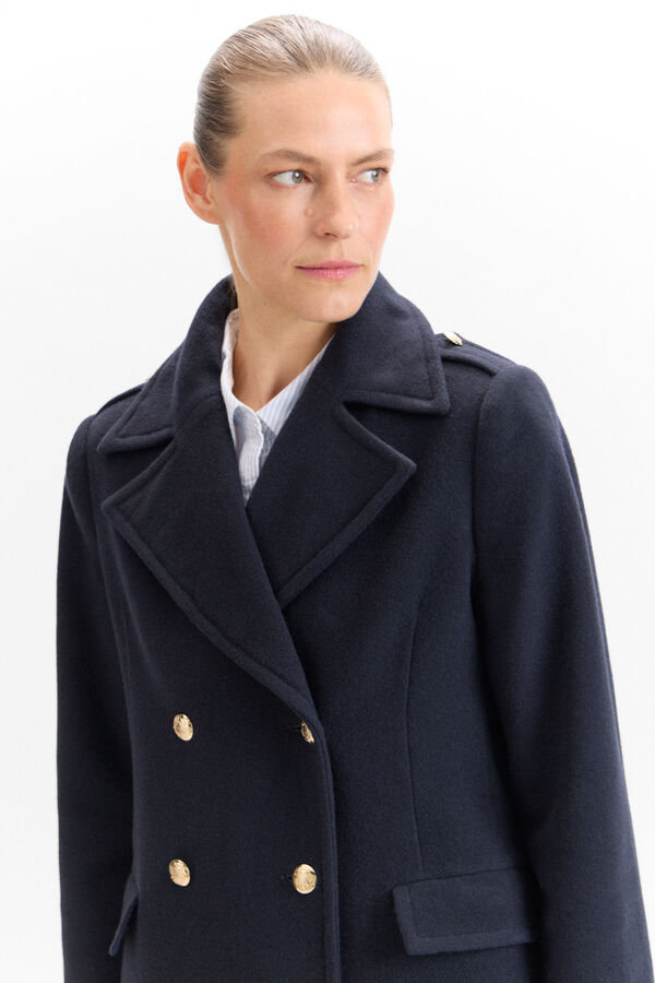 Cortefiel Long military coat Navy