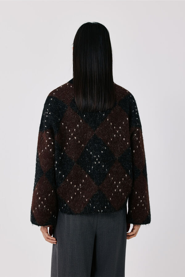 Cortefiel Diamond knit jumper Black