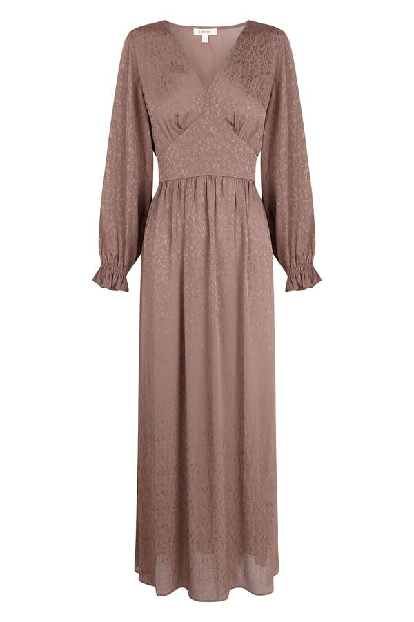 Slowlove Vestido fluido jacquard Marr&oacute;n